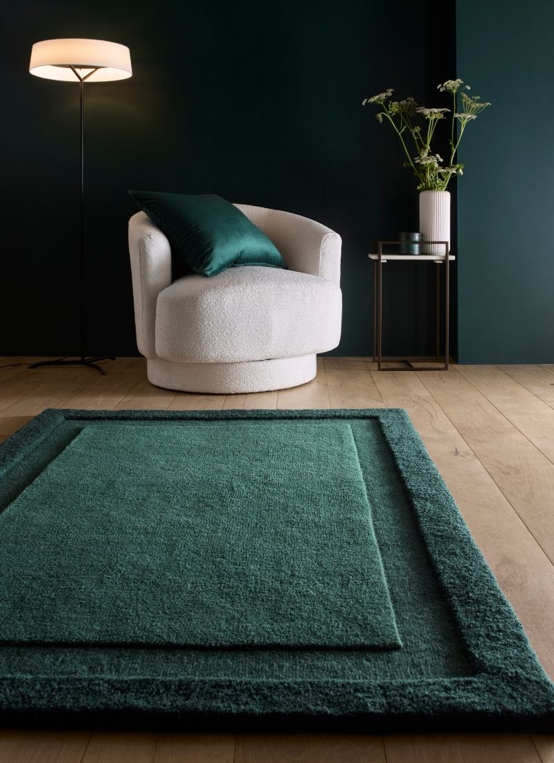 Stacked Border Wool Rug