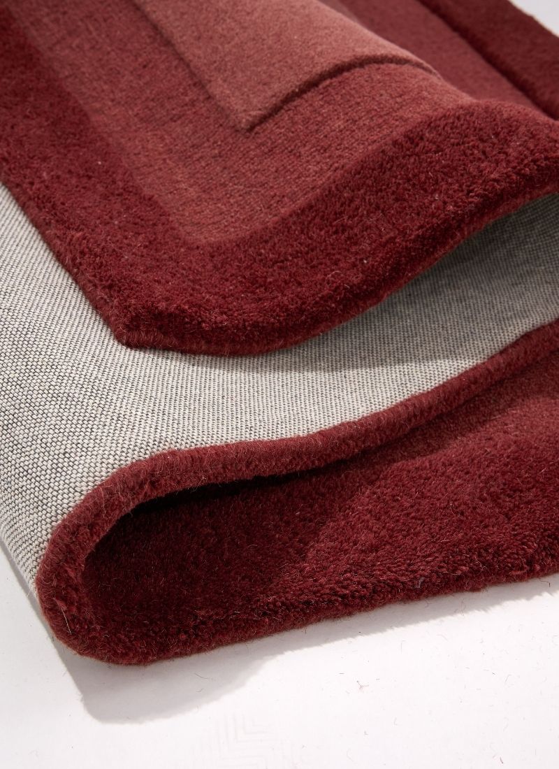 The Rugs Stacked Border Red Wool Rug - Quality & Style
