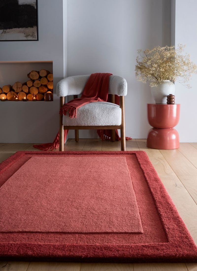 Stacked Border Wool Rug