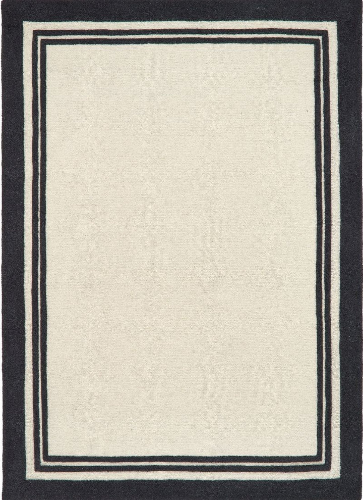 Piper Wool Rug – Modern Black & Cream