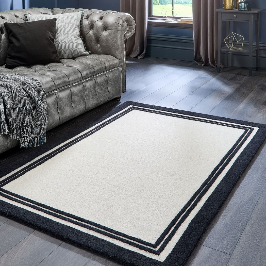 Piper Wool Rug – Modern Black & Cream