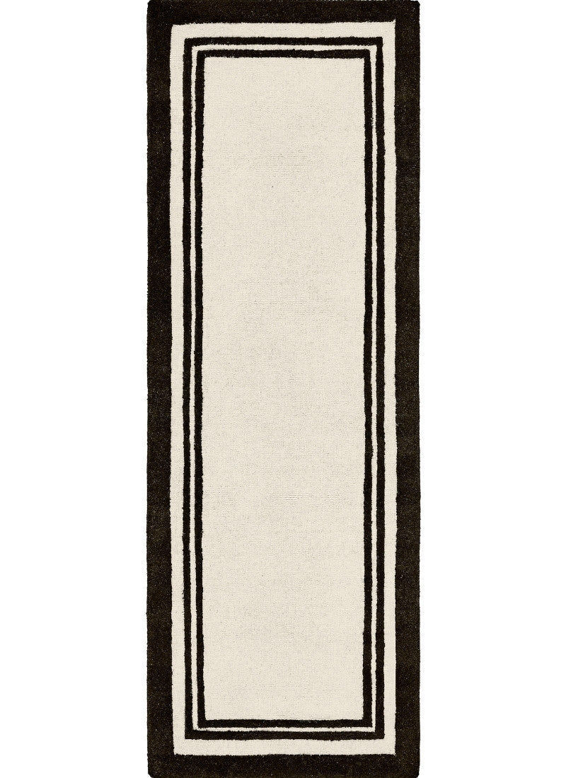 The Rugs Piper Wool Rug – Modern Black & Cream