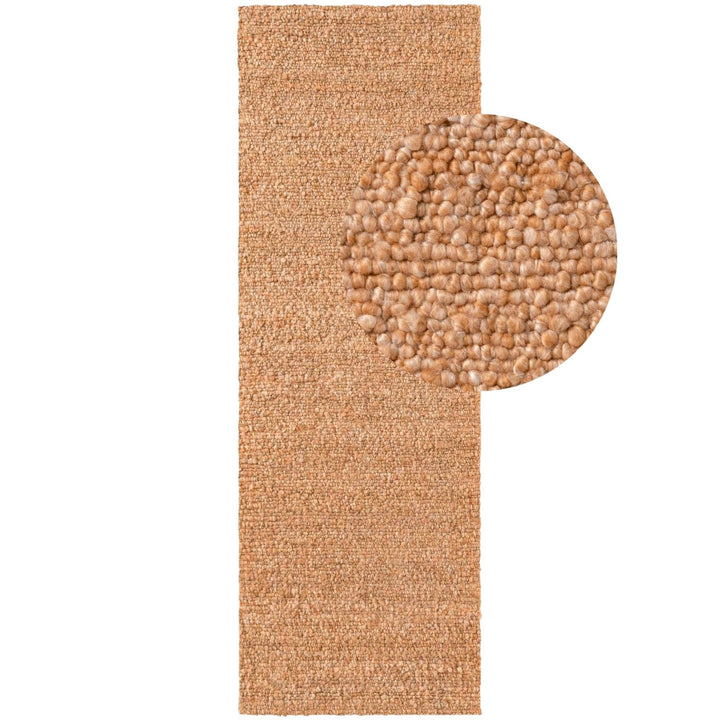 Coir doormat with a circular close-up on a white background