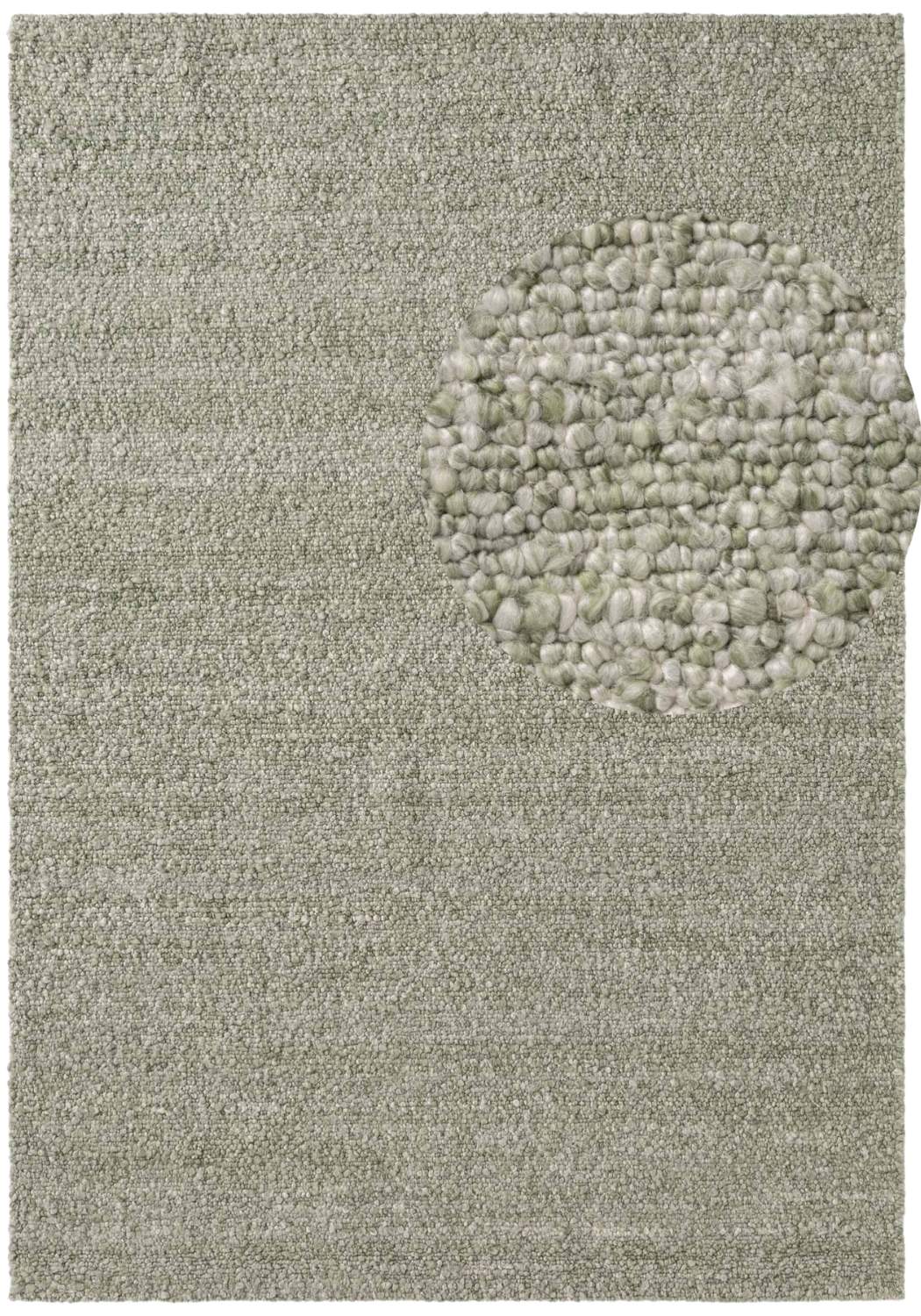 Textured rug with a circular pattern in a neutral color