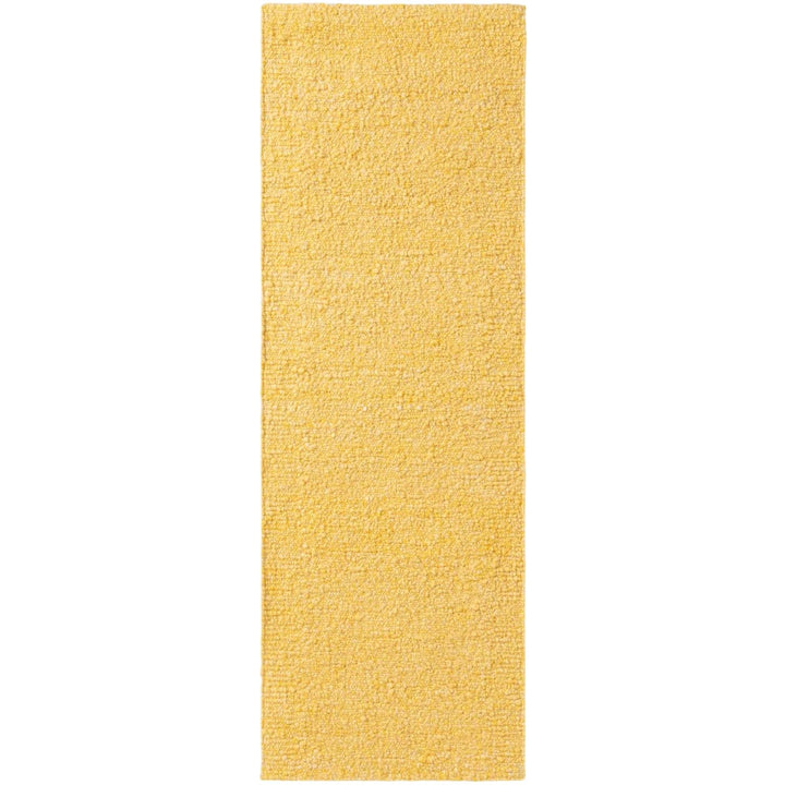Yellow rectangular rug on a white background