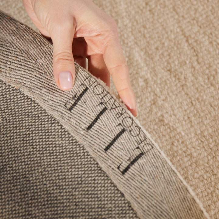 Fine Boucle Wool Rug Knots Beige, textured design, heat insulting, sound-absorbing rug.