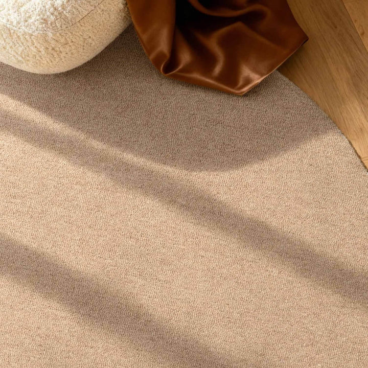 Fine Boucle Wool Rug Knots Beige, textured design, heat insulting, sound-absorbing rug.