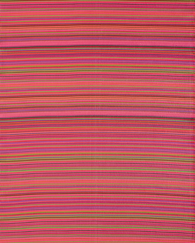 Colorful striped pattern of the Rainbow Outdoor Rug, showcasing vibrant hues ideal for brightening outdoor spaces.