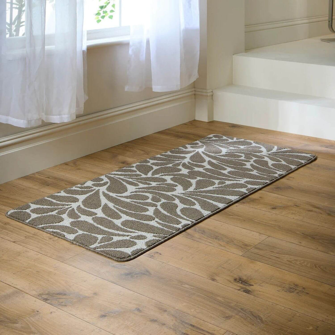 The Rugs Washable Geometric Mats in Cream & Brown | Non-Slip