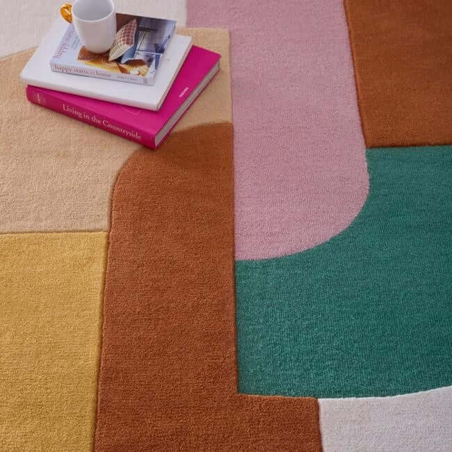 The Rugs Retro Deco Geometric Wool Rug - Statement Piece