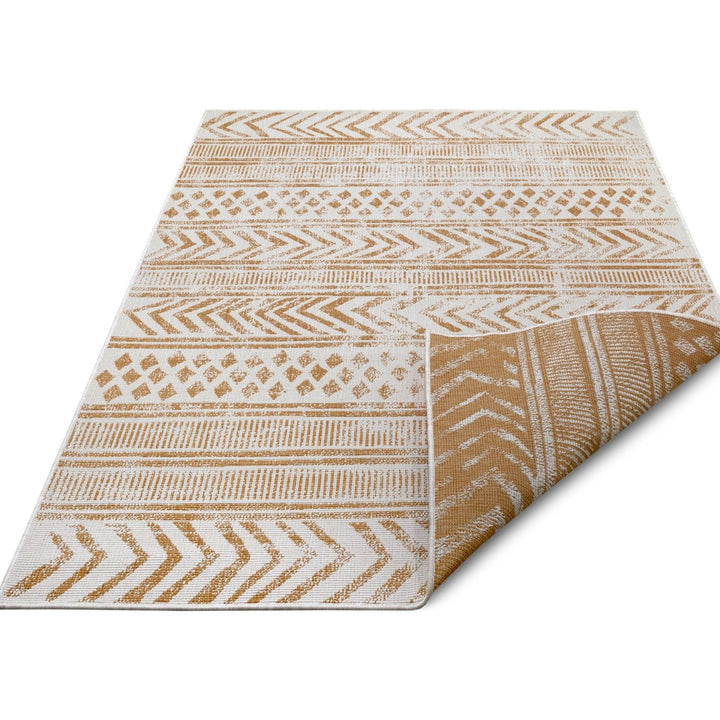 Indoor-Outdoor Reversible Geometric Yellow Rug