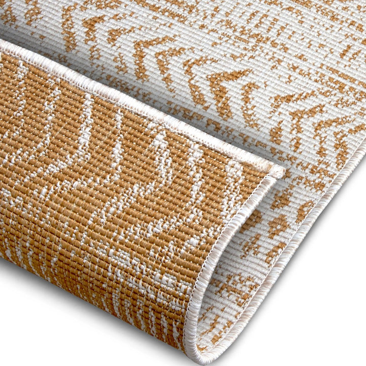 Indoor-Outdoor Reversible Geometric Yellow Rug