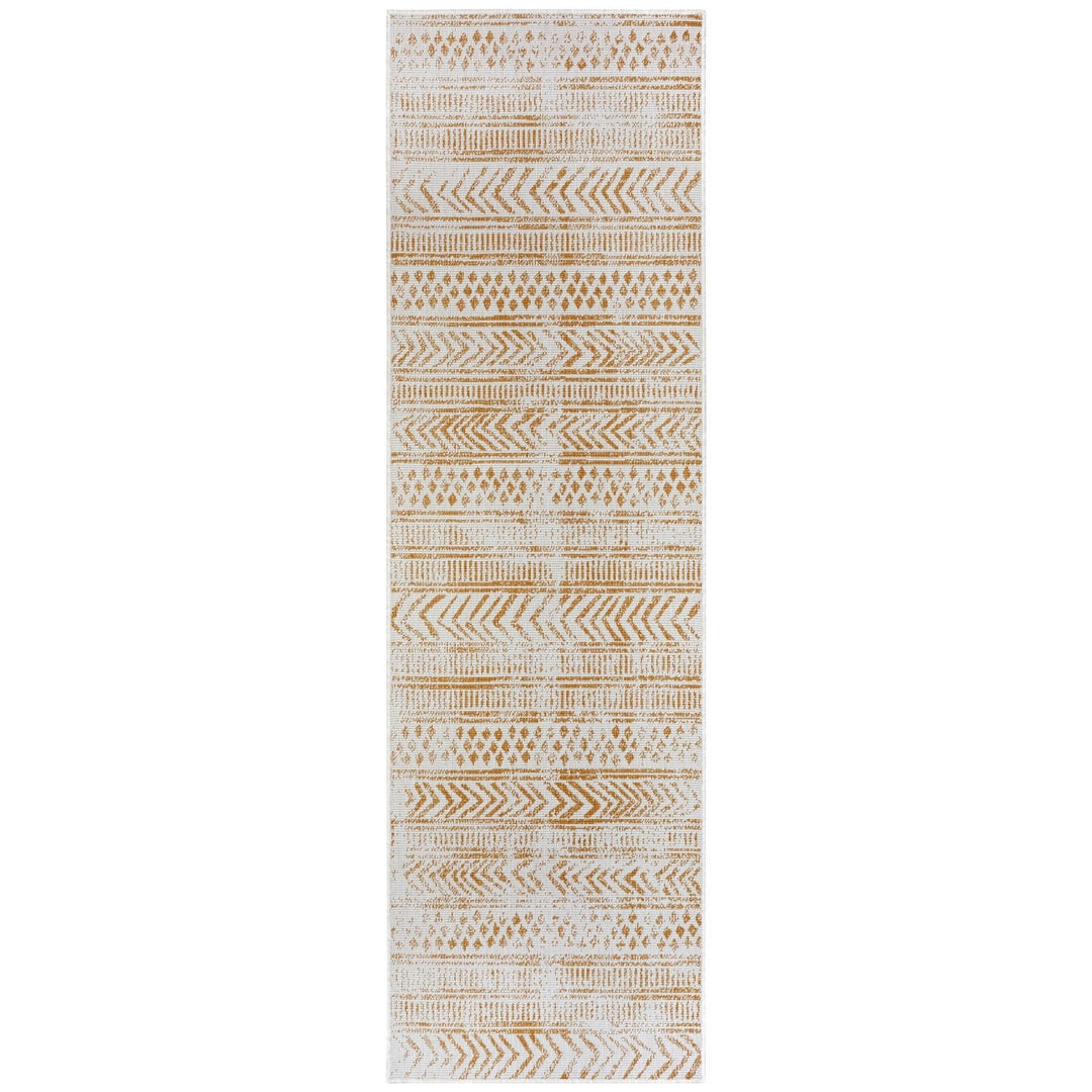 Indoor-Outdoor Reversible Geometric Yellow Rug