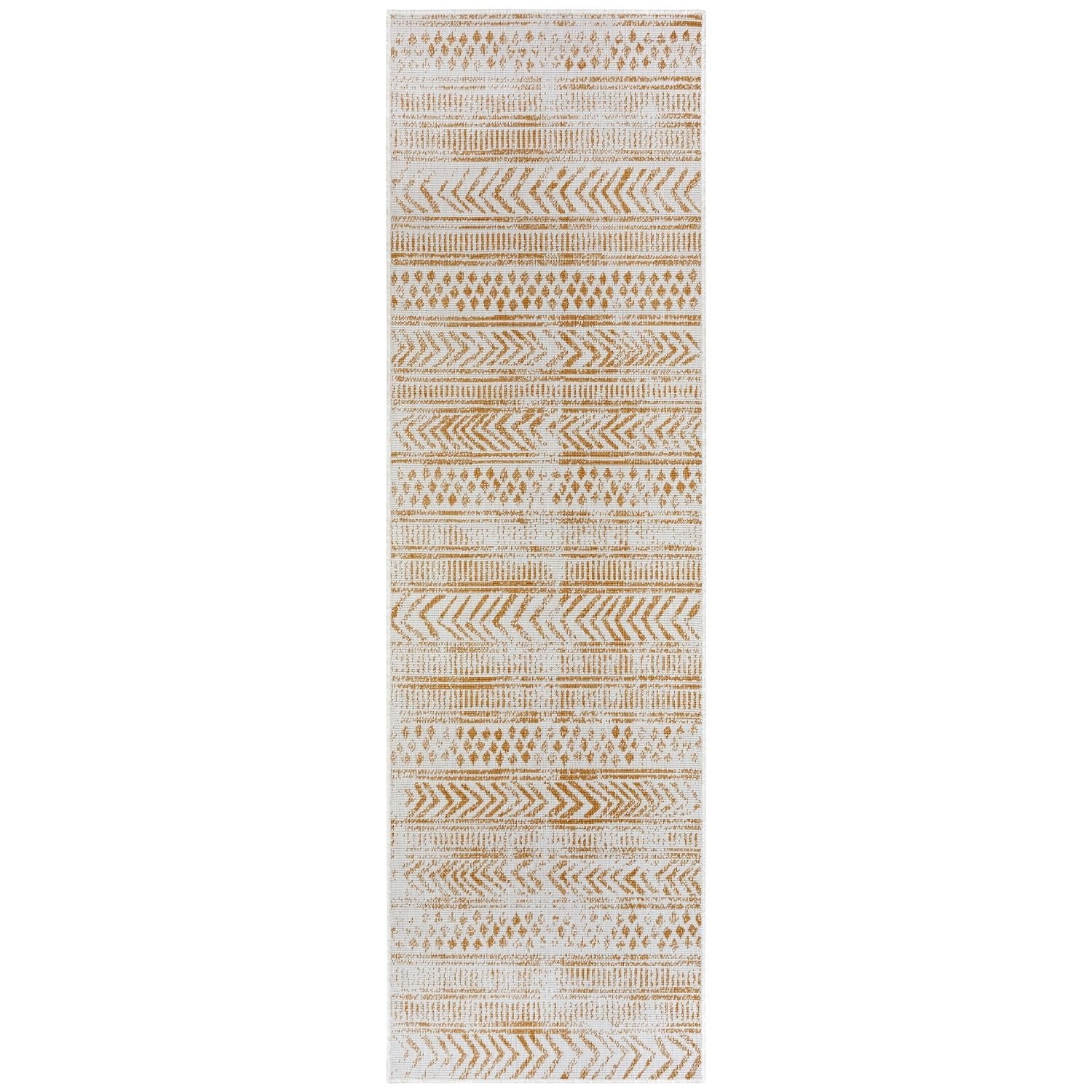 Indoor-Outdoor Reversible Geometric Yellow Rug