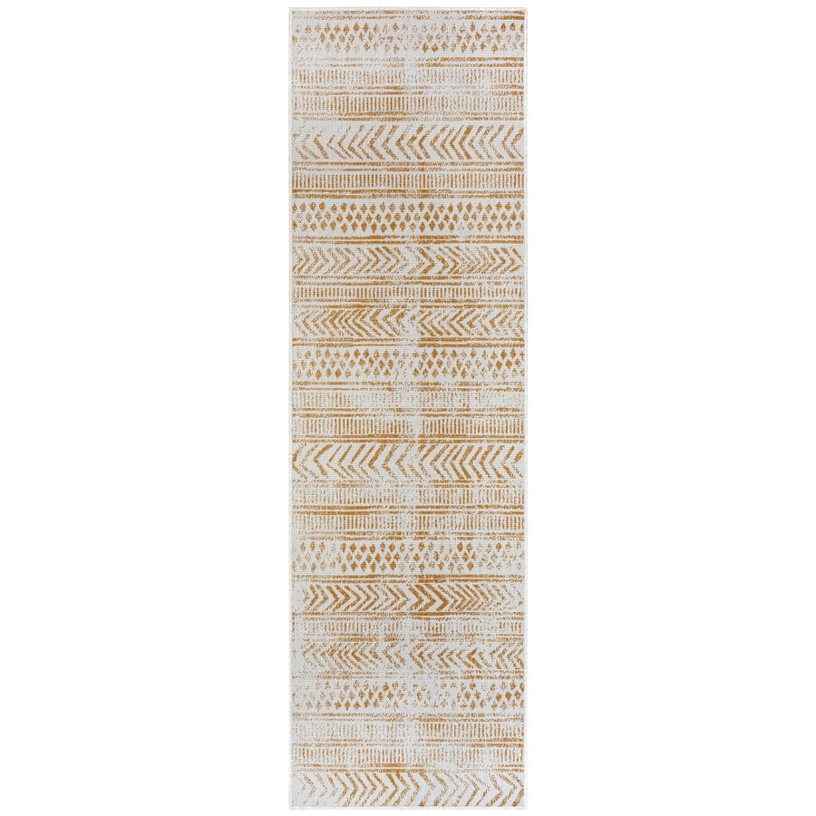 Indoor-Outdoor Reversible Geometric Yellow Rug