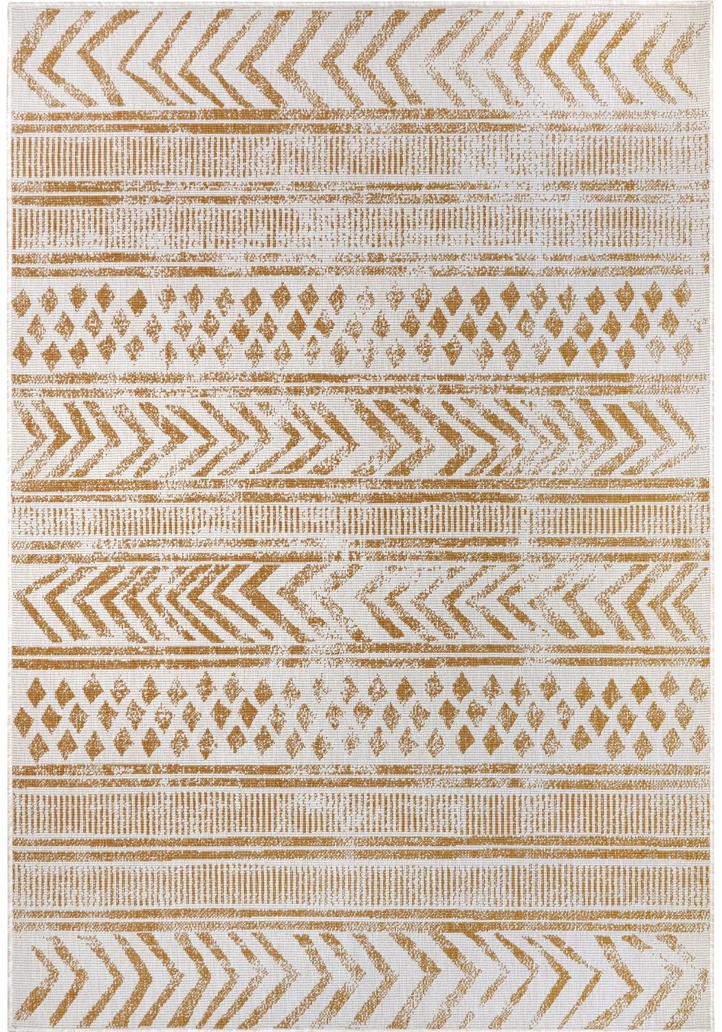 Indoor-Outdoor Reversible Geometric Yellow Rug