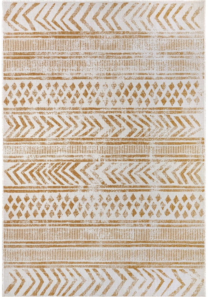 Indoor-Outdoor Reversible Geometric Yellow Rug