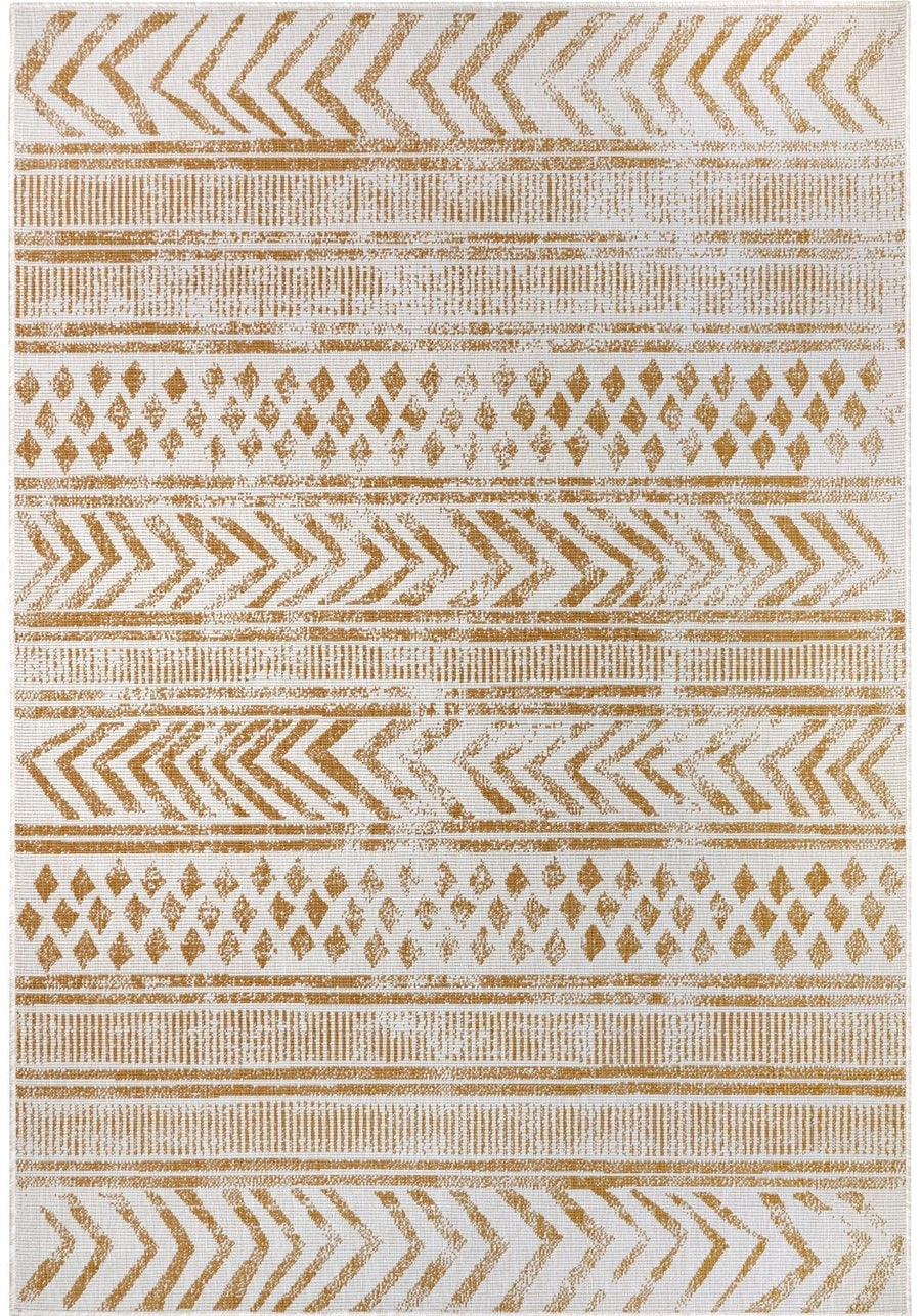 Indoor-Outdoor Reversible Geometric Yellow Rug