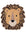 Lion-shaped rug with a brown mane on a white background