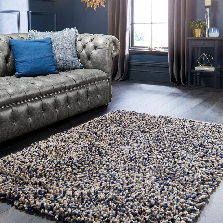 Rocks Shaggy Wool Rug – Thick Tubular Pile
