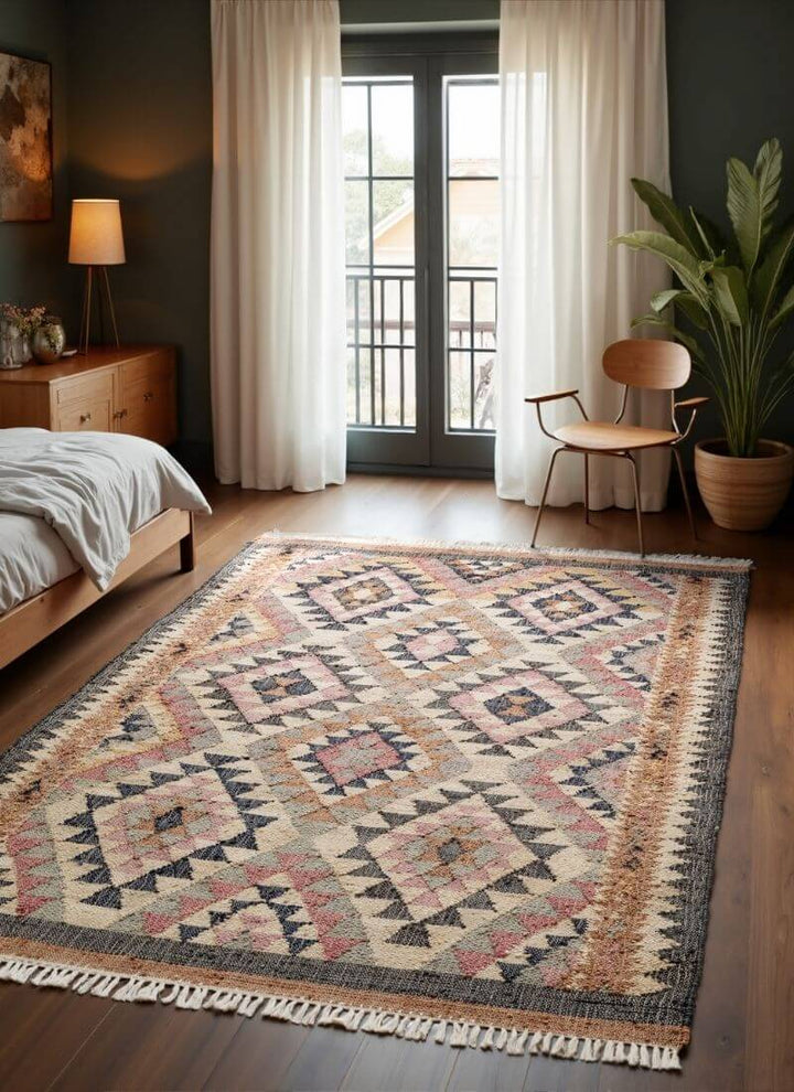 The Rugs Roya Afghan Kelim Rug – Parsa Cream Multicolour