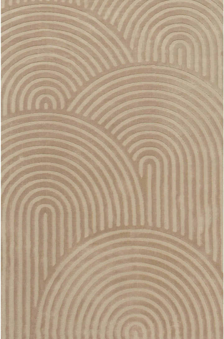 The Rugs Modern Living Room Rug - Waves Design Desert Rug in Beige