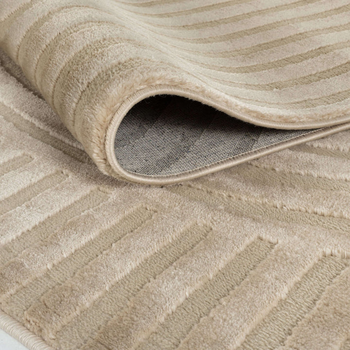 The Rugs Modern Living Room Rug - Waves Design Desert Rug in Beige