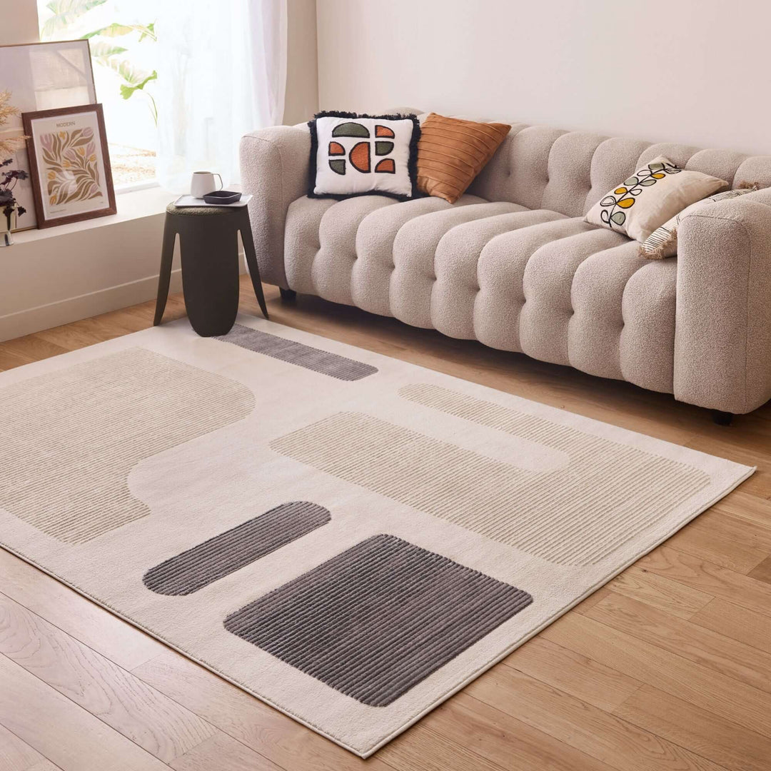 The Rugs Modern Living Room Rug - Abstract Design Glide Rug in Grey