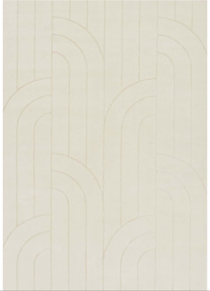 The Rugs Modern Living Room Rug - Geometric Design Halo Rug in Cream