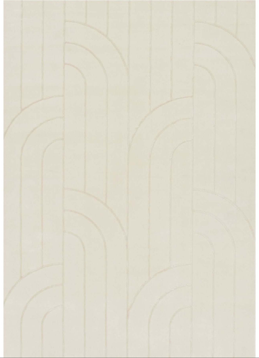 The Rugs Modern Living Room Rug - Geometric Design Halo Rug in Cream