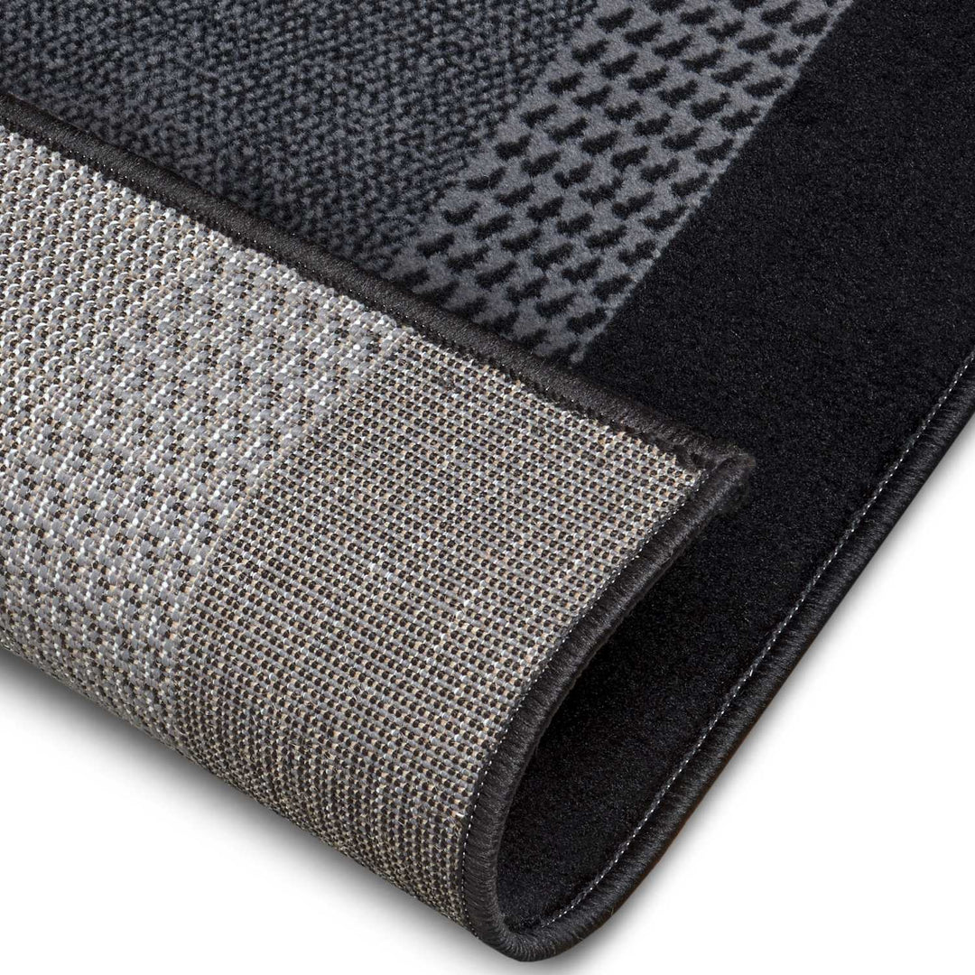 Designer Velours Runner Band Rug Black