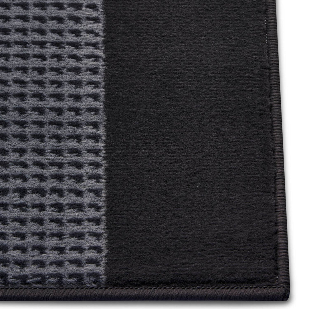 Designer Velours Runner Band Rug Black