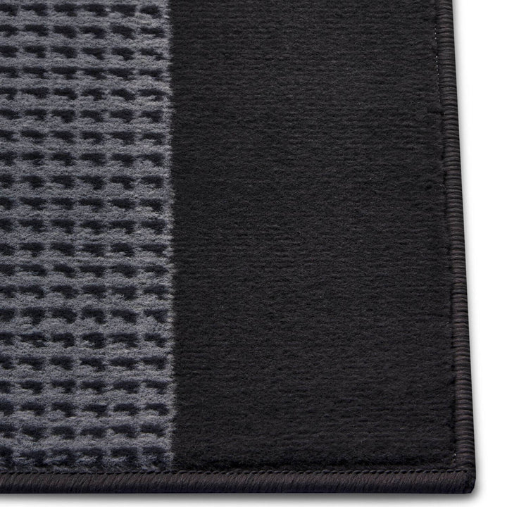 Designer Velours Runner Band Rug Black