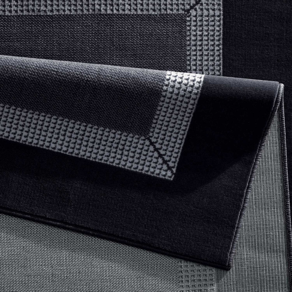 Designer Velours Runner Band Rug Black