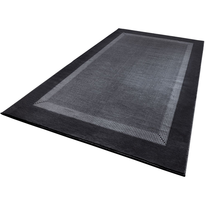 Designer Velours Runner Band Rug Black
