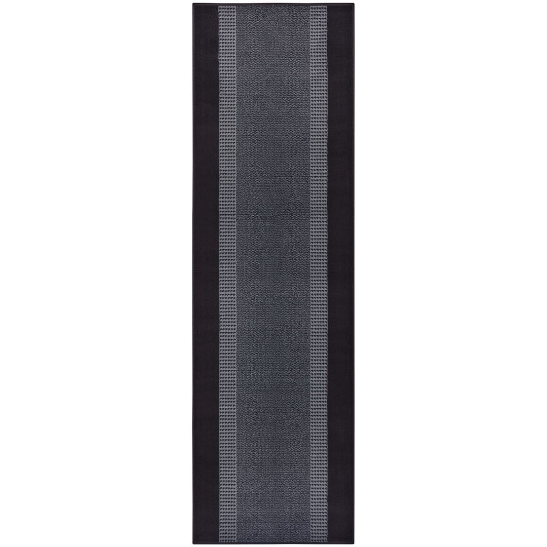 Designer Velours Runner Band Rug Black