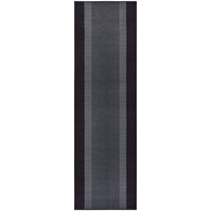 Designer Velours Runner Band Rug Black