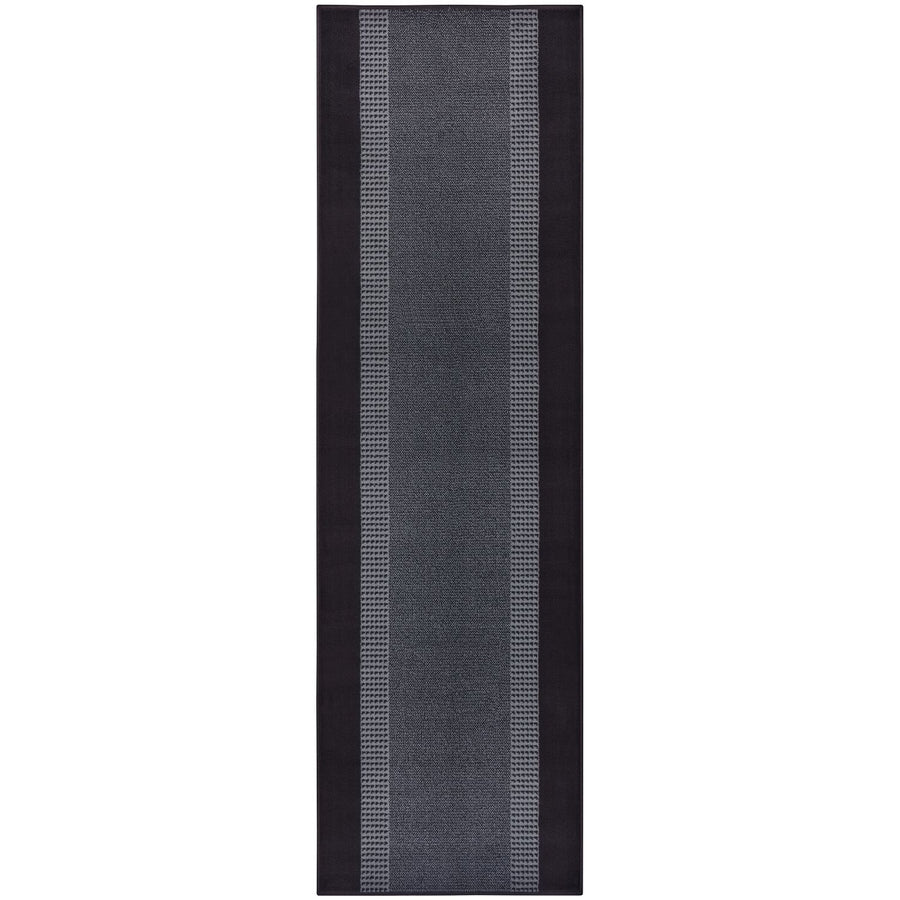 Designer Velours Runner Band Rug Black