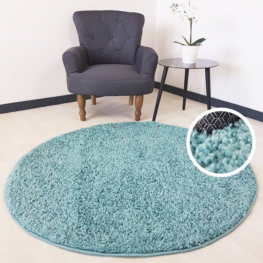 The Rugs Area Rug - Modern Luxury Shaggy Rug Solid Duck Egg Blue