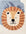 Rug with a lion face design on a blue and beige background