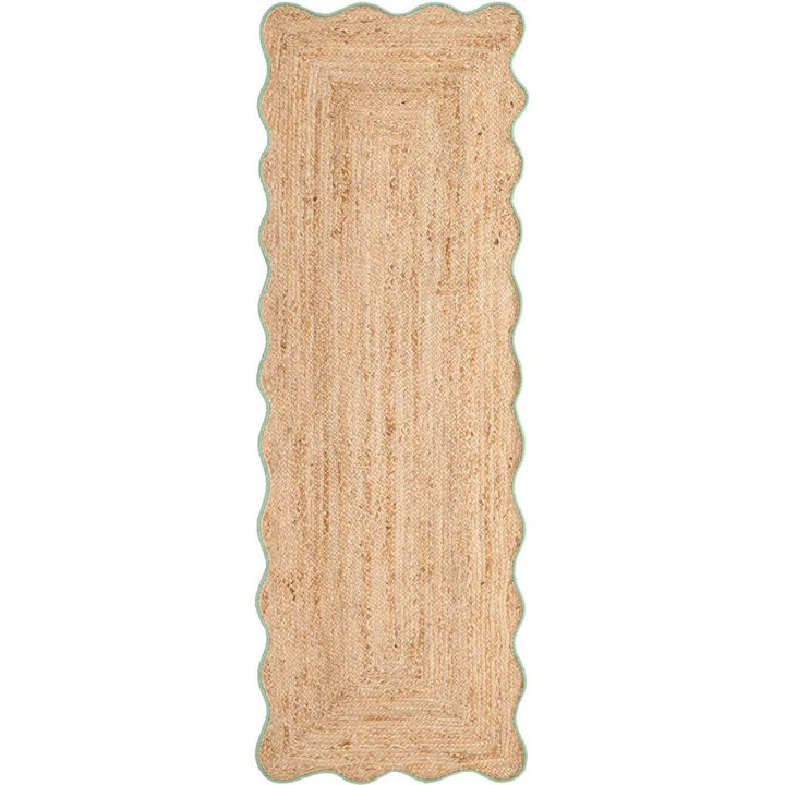 Beige braided rug on a white background