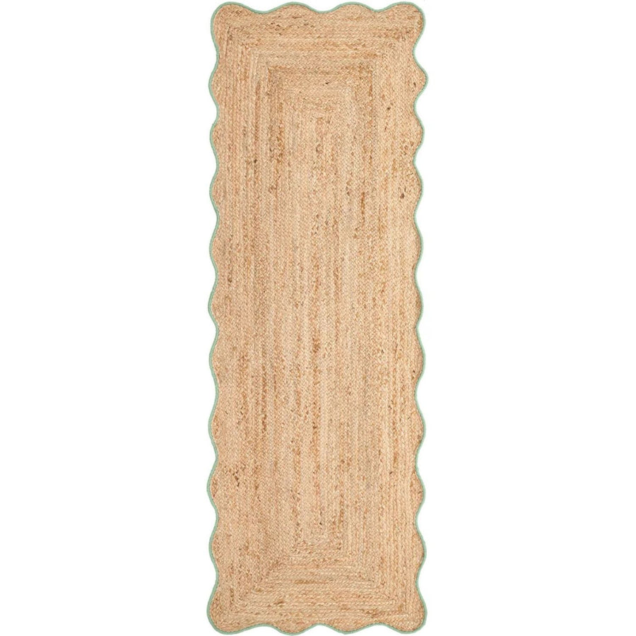 Beige braided rug on a white background