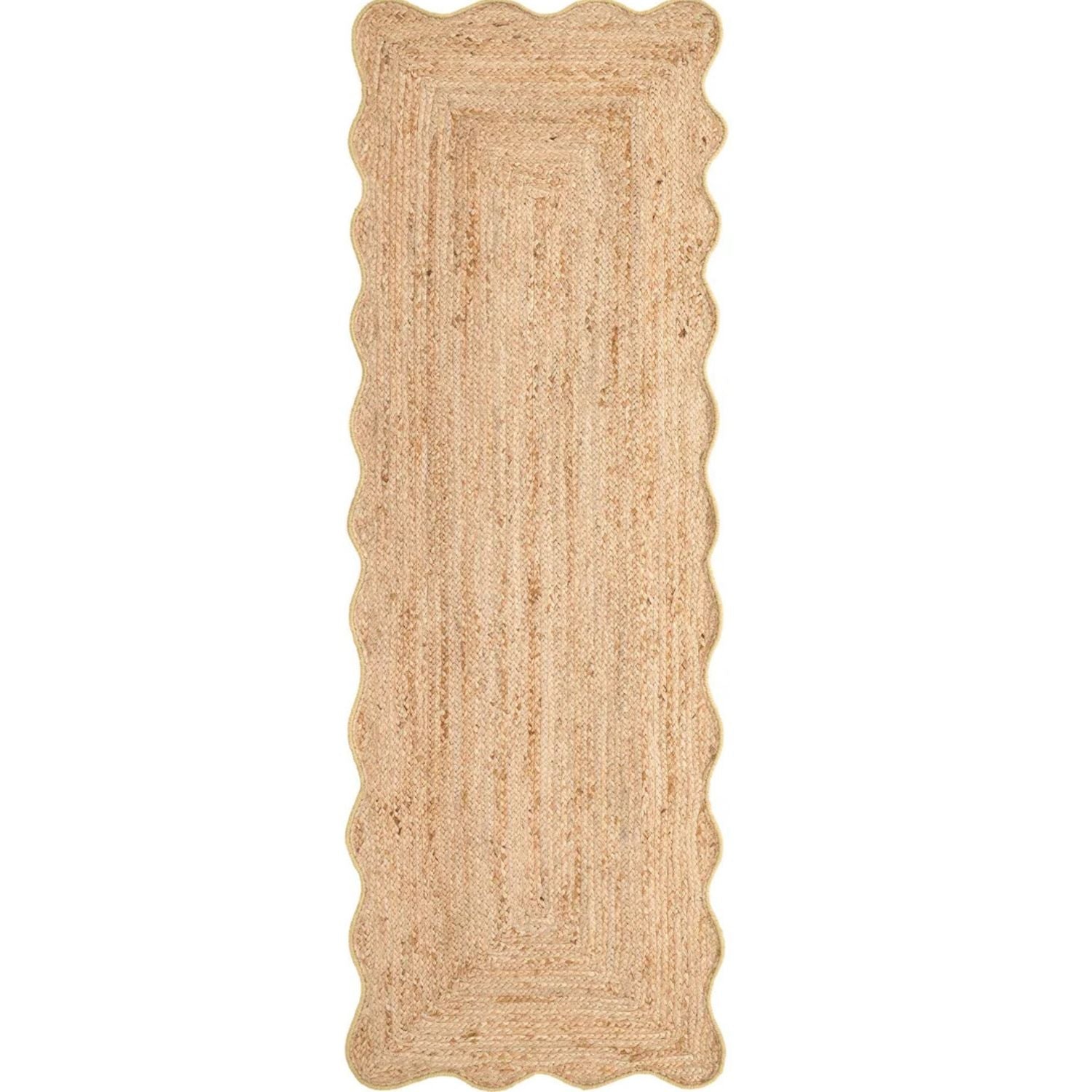 Beige braided rug on a white background