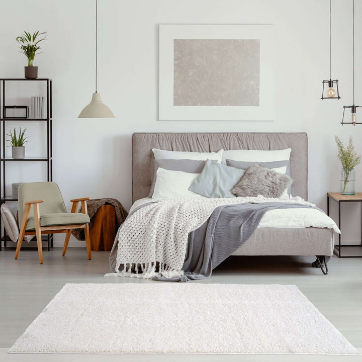 The Rugs Area Rug - Modern Luxury Shaggy Rug Solid White