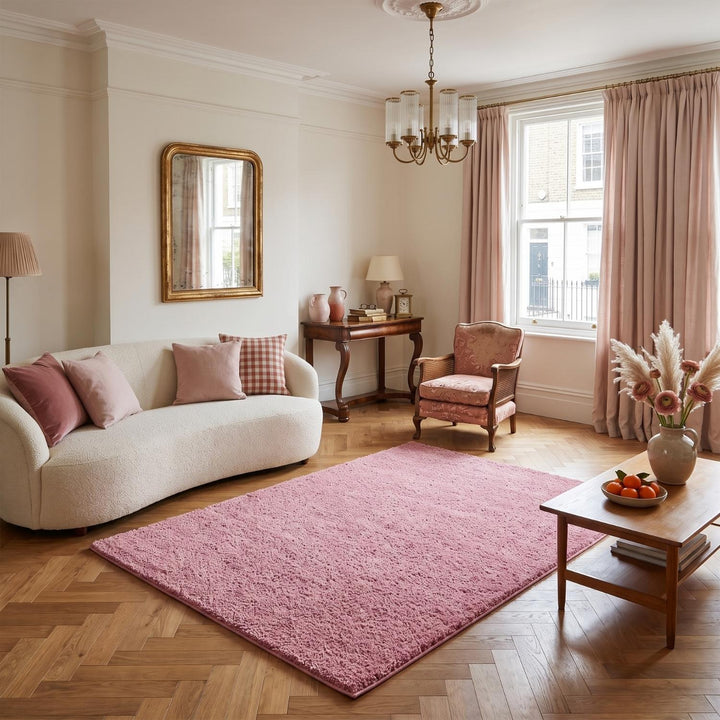 Shaggy Pink Colour Rug durable and soft, high quality