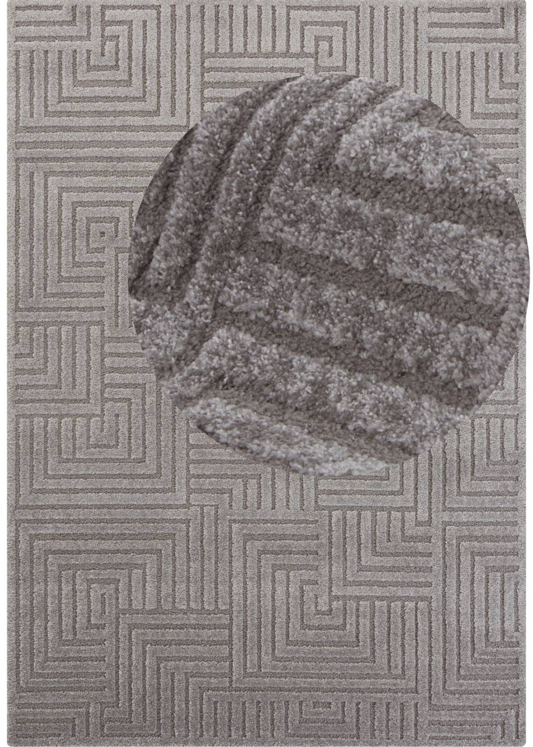 Soft Pile Grey Rug with High-Low Texture