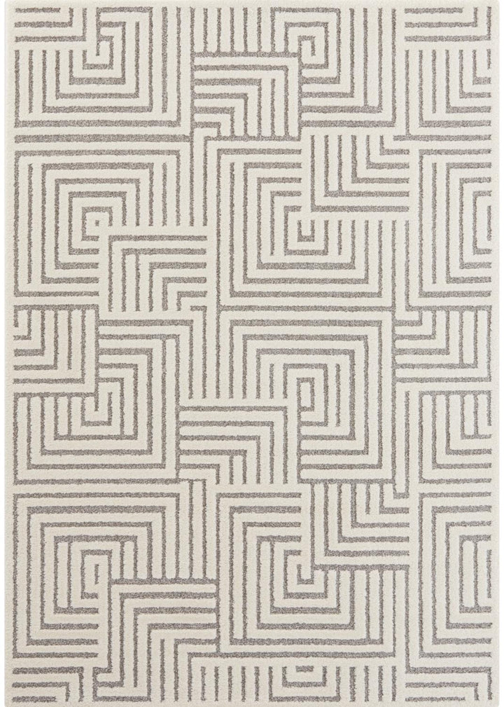 Soft Pile Cream Grey Rug with High-Low Texture