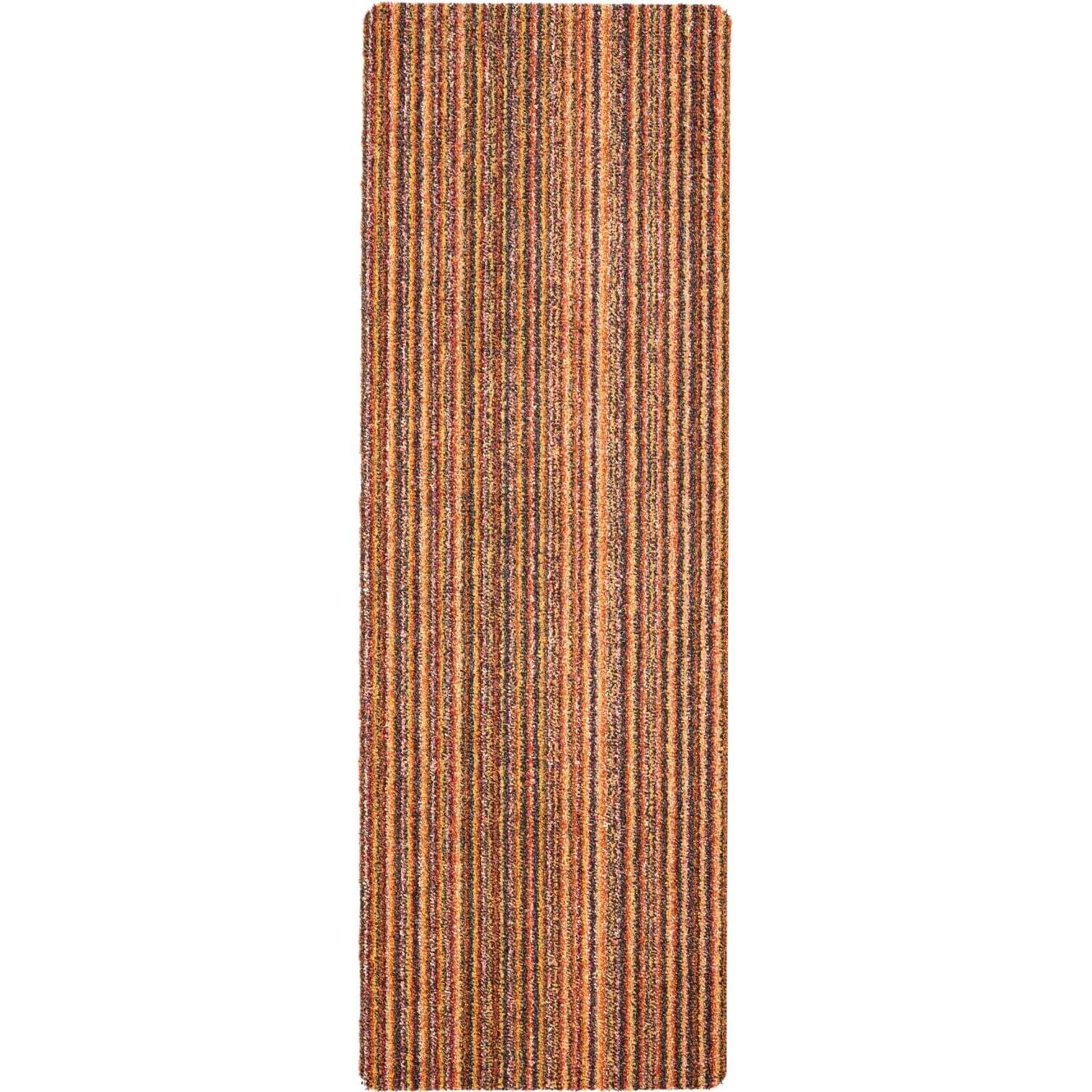 Rectangular mat with brown and beige striped pattern on a white background