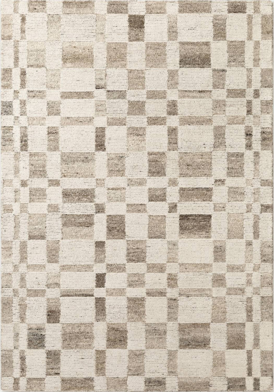 Vikosa Boho Wool Rug Structa Natural Brown Cream abstract design, heating underfoot rug.