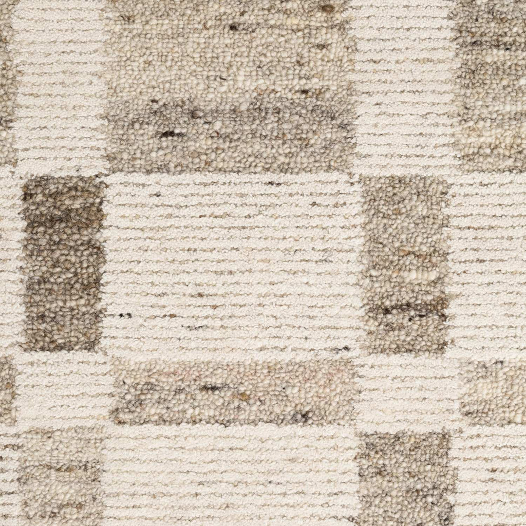 Vikosa Boho Wool Rug Structa Natural Brown Cream abstract design, heating underfoot rug.